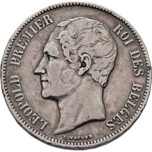Belgie, Leopold I., 1831 - 1865, 5 Frank 1850, KM.17 (Ag900), 24.643g, dr.hr., rysky,
