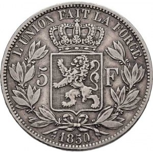 Belgie, Leopold I., 1831 - 1865, 5 Frank 1850, KM.17 (Ag900), 24.643g, dr.hr., rysky,