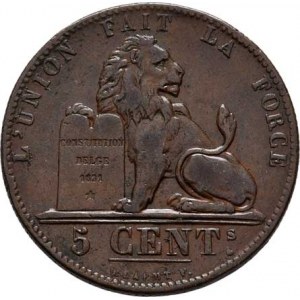 Belgie, Leopold I., 1831 - 1865, 5 Centimes 1848, KM.5.1 (měď), 9.527g, dr.hr.,