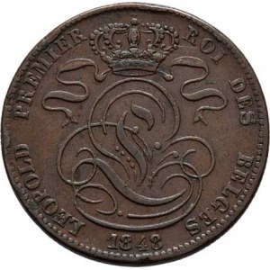 Belgie, Leopold I., 1831 - 1865, 5 Centimes 1848, KM.5.1 (měď), 9.527g, dr.hr.,