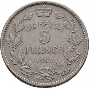 Belgie, Albert I., 1909 - 1934, 5 Frank 1930 - DES BELGES, KM.97.1 (Ni), 13.913g,