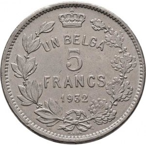 Belgie, Albert I., 1909 - 1934, 5 Frank 1932 - DES BELGES, KM.97.1 (Ni), 13.772g,