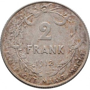 Belgie, Albert I., 1909 - 1934, 2 Frank 1912 - DER BELGEN, KM.75 (Ag835), 9.961g,