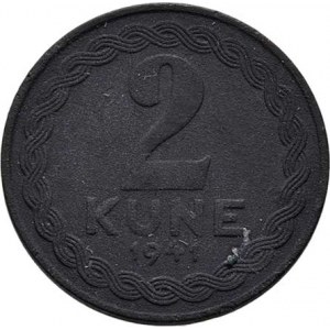 Chorvatsko, 1941 - 1945, 2 Kuna 1941, KM.2 (zinek), 2.258g, patina