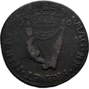 Irsko, Karel II., 1660 - 1685, 1/2 Penny 1680, KM.1680, KM.90.1 (měď), 6.220g,