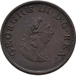 Irsko, George III., 1760 - 1820, 1/2 Penny 1805, KM.147 (Cu), 8.572g, nep.hr., pěkná