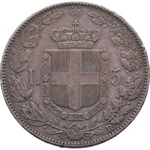 Itálie, Umberto I., 1878 - 1900, 5 Lira 1879 R, Řím, KM.20 (Ag900), 24.897g, dr.hr.,