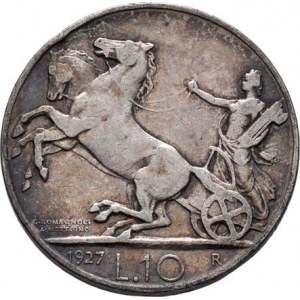 Itálie, Viktor Emanuel III., 1900 - 1946, 10 Lira 1927 R, KM.68.2 - nápis na hraně ** FERT **,