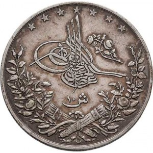 Egypt, Abdul Hamid II., 1876 - 1909, 10 Qirsh, AH.1293, 10.rok vlády (= 1885), KM.295,