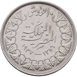 Egypt, Farouk I., 1936 - 1952, 10 Piastres, AH.1356 = 1937, KM.367 (Ag833), 13.944g,