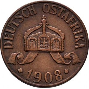 Německá východní Afrika, Wilhelm II., 1888 - 1918, Heller 1908 J, Hamburk, KM.7 (bronz), 3.889g,