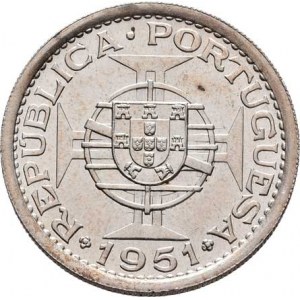 Svatý Tomáš a Princův ostrov - portugalská kolonie, 10 Escudos 1951, KM.14 (Ag720, pouze 40.000 ks)