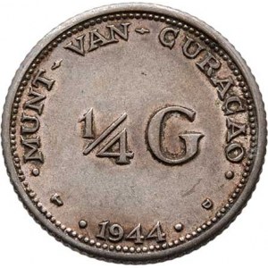Curacao, Wilhelmina, 1890 - 1948, 1/4 Gulden 1944 D, Denver, KM.44 (Ag640), 3.521g,