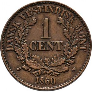 Dánská západní Indie, Frederik VII., 1848 - 1863, 1 Cent 1860, Altona, KM.63 (bronz), 4.622g, nep.h