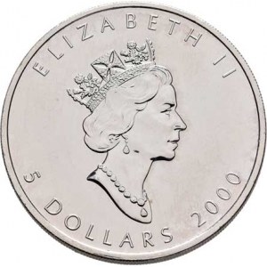 Kanada, Elizabeth II., 1952 -, 5 Dolar 2000 - javorový list, KM.363 (Ag999),