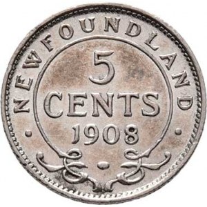 Kanada - Newfoundland, Edward VII., 1901 - 1910, 5 Cents 1908, KM.7 (Ag925), 1.165g, nep.hr.,