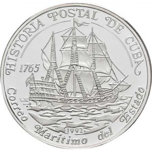 Kuba, republika, 1898 -, 10 Peso 1992 - Španělská poštovní galeona 1765,