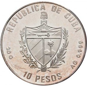 Kuba, republika, 1898 -, 10 Peso 1992 - Španělská poštovní galeona 1765,