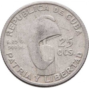 Kuba, republika, 1898 -, 25 Centavos 1953 - 100 let narození Jose Martího,