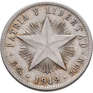 Kuba, republika, 1898 -, 20 Centavos 1949, KM.13.2 (Ag900), 4.951g, nep.hr.,