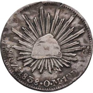 Mexiko, I.republika, 1833 - 1864, 8 Real 1838 Zs-OM, Zacatecas, KM.377.13 (Ag903),