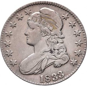 USA, 50 Cent 1833 - hlava Liberty, KM.37 (Ag892), 13.447g,