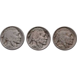 USA, 5 Cent 1916, 1926, 1927 - bizon, KM.134 (CuNi),