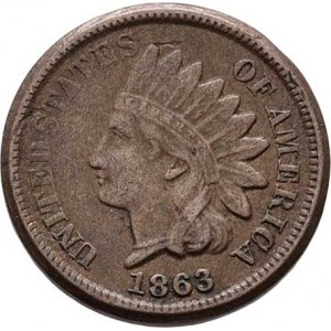 USA, Cent 1863 - Indián, KM.90 (CuNi), 4.631g, nep.vady