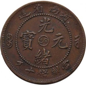 Čína - provincie Honan, 10 Cash b.l.(1905), Y.108a.3 (měď), 7.237g,