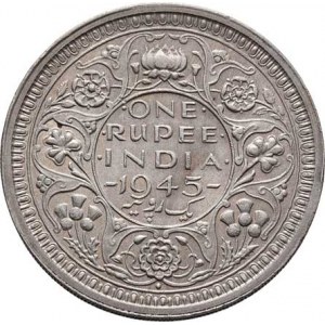 Indie, George VI., 1936 - 1952, Rupie 1945 - s tečkou pod poprsím, Bombay, KM.557.1