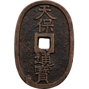 Japonsko - epocha Tempo, 1830 - 1844, 100 Mon b.l. (1835 - 1870), Cr.7, bronz 32x49 mm,