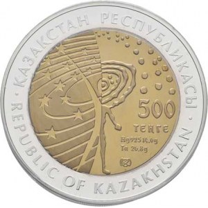 Kazachstán, republika, 1991 -, 500 Tenge 2014 - raketoplán Buran, KM.0 (bimetal