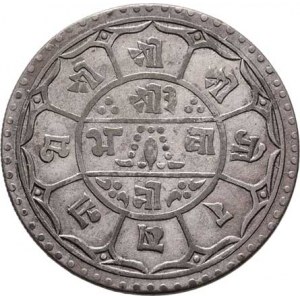 Nepál, Prithvi Bir Bikram, 1881 - 1911, Mohur, SE.1830 (= 1908), KM.651.2, Ag 26mm, 5.380g,