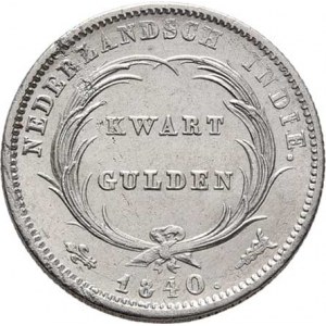 Nizozemská Indie, Willem I., 1815 - 1840, 1/4 Gulden 1840, Utrecht, KM.301.1 (Ag568), 4.028g,