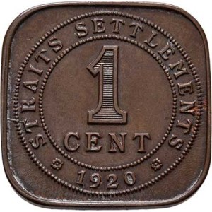 Straits Setlements, George V., 1910 - 1936, Cent 1920, KM.32 (bronz 21x21 mm), 5.791g, nep.hr.,