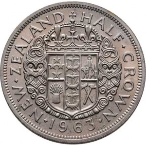 Nový Zéland, Elizabeth II., 1952 -, 1/2 Crown 1963, KM.29.2 (CuNi), 14.132g, nep.hr.,