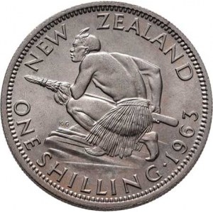 Nový Zéland, Elizabeth II., 1952 -, Shilling 1963, KM.27.2 (CuNi), 5.667g, nep.rysky,