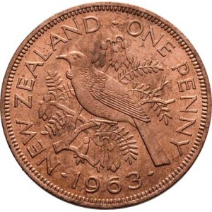 Nový Zéland, Elizabeth II., 1952 -, Penny 1963, KM.24.2 (bronz), 9.509g, nep.rysky