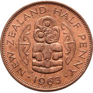 Nový Zéland, Elizabeth II., 1952 -, 1/2 Penny 1963, KM.23.2 (bronz), 5.706g, nep.skvrnky