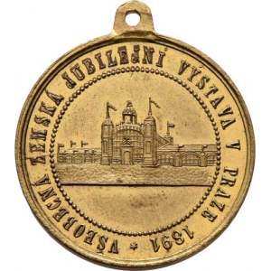 Praha - medaile Zemské jubilejní výstavy 1891, Nesign. - návštěva císaře Fr.Josefa I. - poprsí