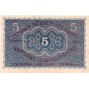 Československo - státovky I. emise, 5 Koruna 1919, série 0005, BHK.8, He.8a, neperf.