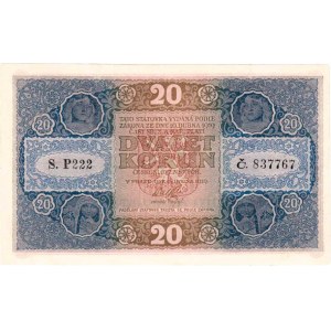 Československo - státovky I. emise, 20 Koruna 1919, série P222, BHK.10a, He.10a,