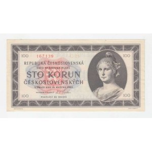 Československo - bankovky a státovky 1945 - 1953, 100 Koruna 1945, série C25, BHK.77b1, He.82b,