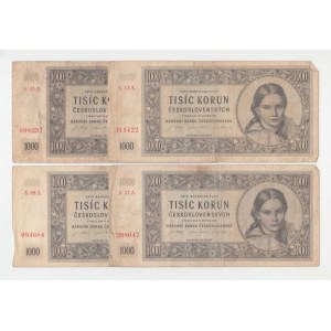 Československo - bankovky a státovky 1945 - 1953, 1000 Koruna 1945, sér. 03A, 08A, 13A, 27A, BHK.78