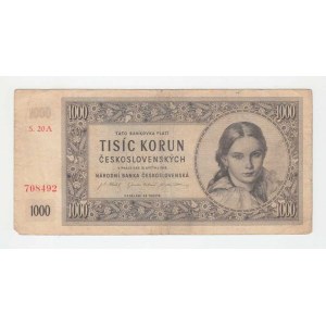 Československo - bankovky a státovky 1945 - 1953, 1000 Koruna 1945, série 20A, BHK.78a, He.83a,