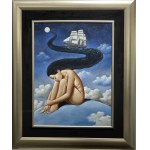 Rafal Olbinski, Loneliness flows with whole rivers, 2021