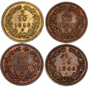 Austria 4 x 5/10 Kreuzer 1858 -1866
