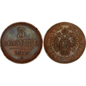 Austria 3 Kreuzer 1851 B