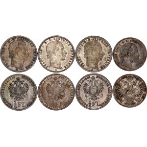 Austria 20 Kreuzer & 3 x 1/4 Florin 1859 - 1868