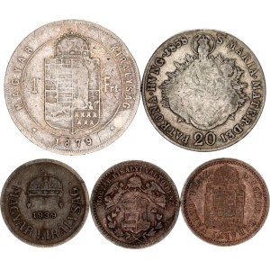Hungary Lot of 5 Coins 1838 -1939